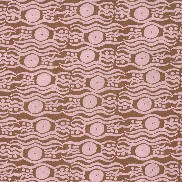 Schumacher 182742 Bosphorus Hand Block Brown & Pink fabric swatch