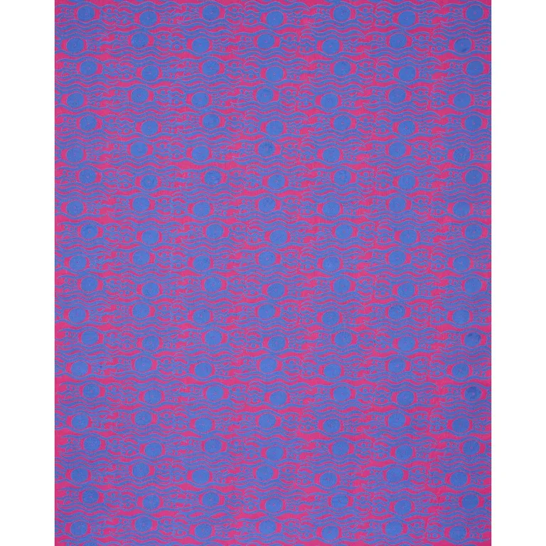 Schumacher 182741 Bosphorus Hand Block Fuchsia & Blue fabric swatch