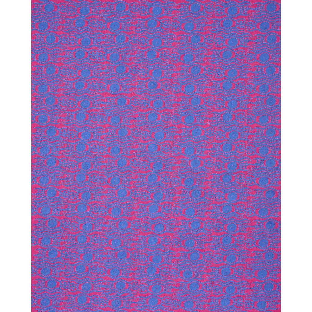 Schumacher 182741 Bosphorus Hand Block Fuchsia & Blue fabric swatch