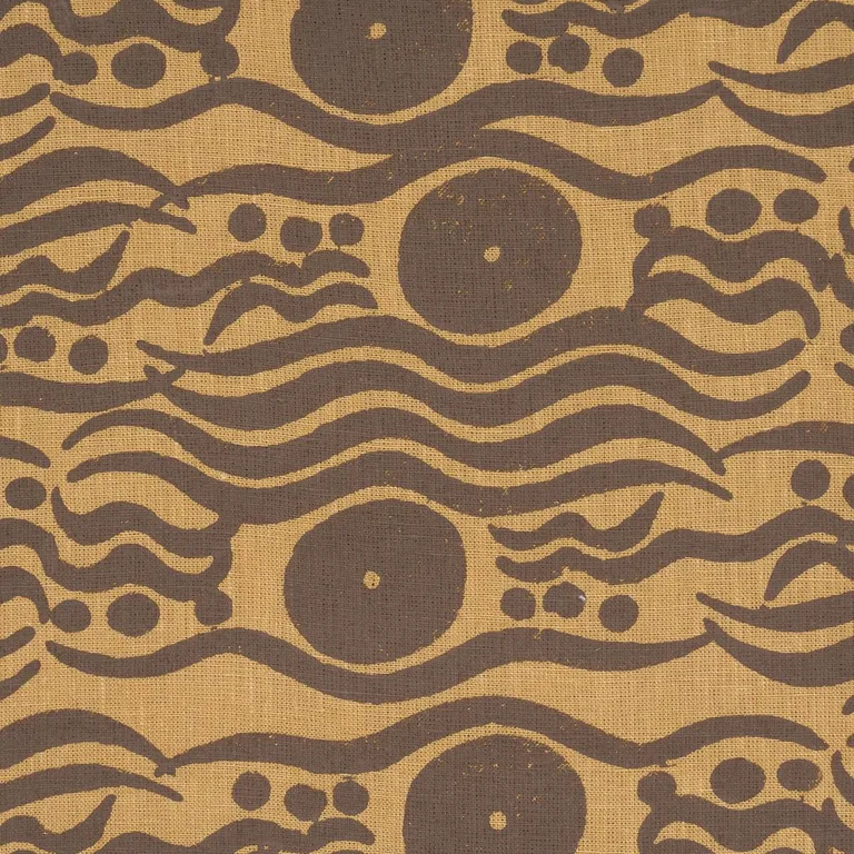 Schumacher 182740 Bosphorus Hand Block Ochre & Brown fabric swatch
