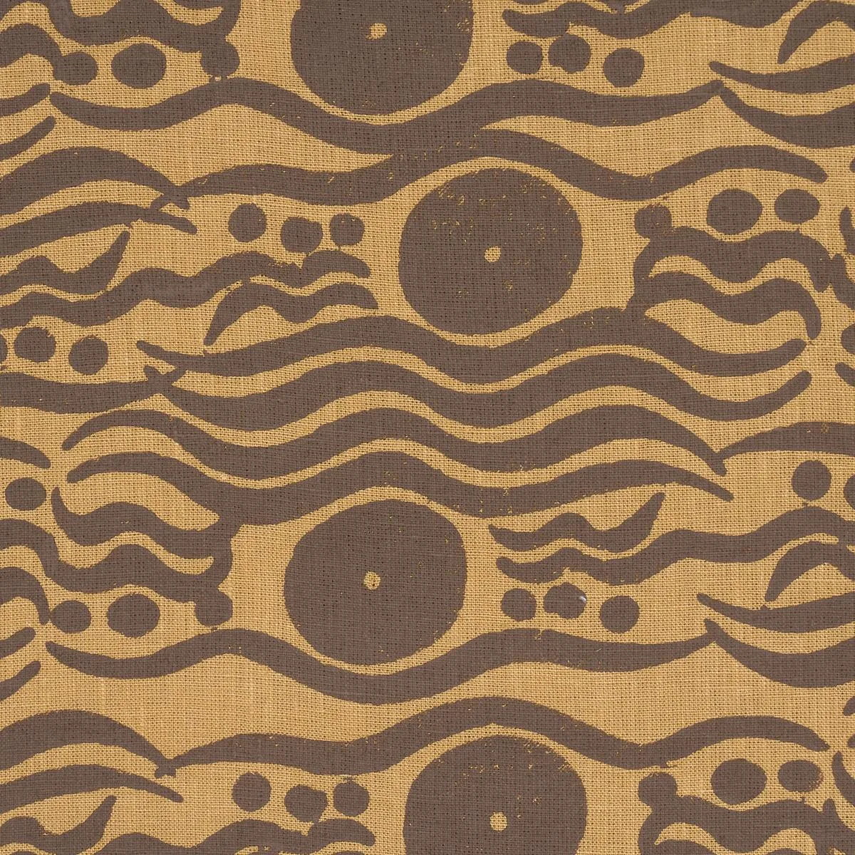 Schumacher 182740 Bosphorus Hand Block Ochre & Brown fabric swatch