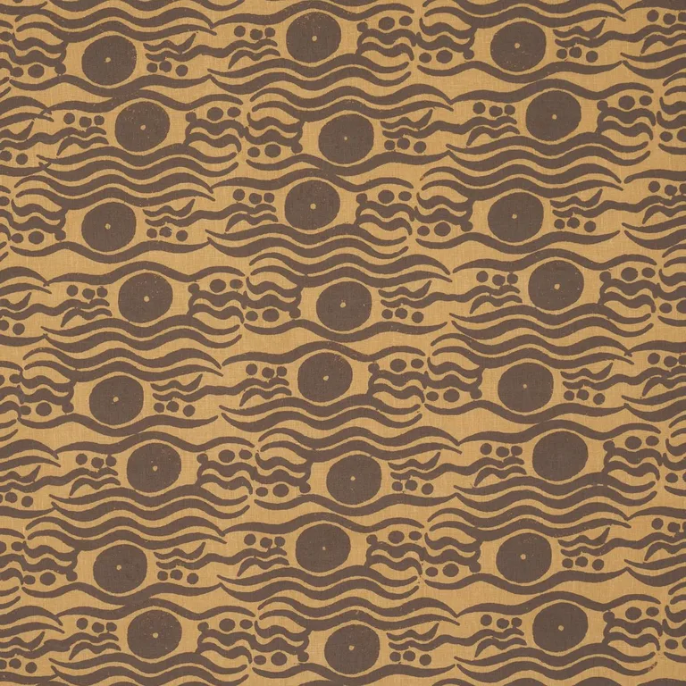 Schumacher 182740 Bosphorus Hand Block Ochre & Brown fabric swatch