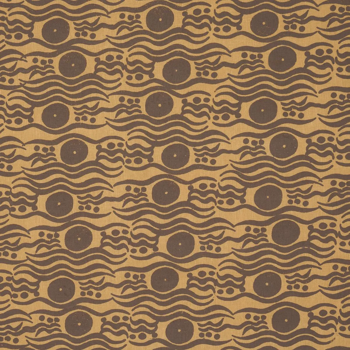 Schumacher 182740 Bosphorus Hand Block Ochre & Brown fabric swatch