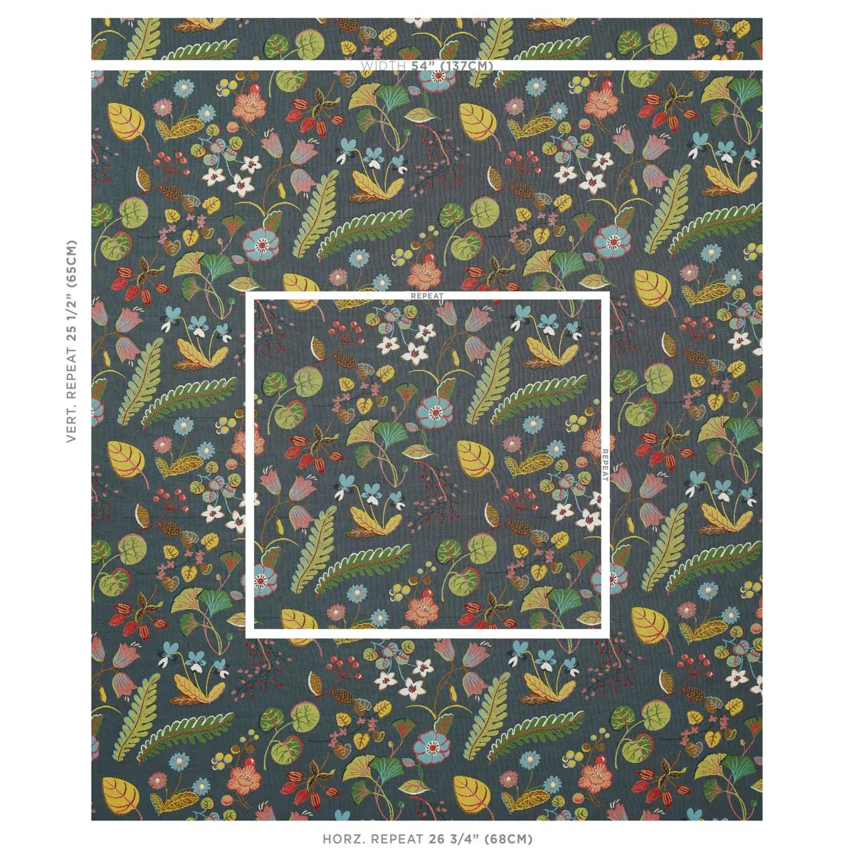 Schumacher 75941 Botanica Indoor/Outdoor Charcoal fabric swatch