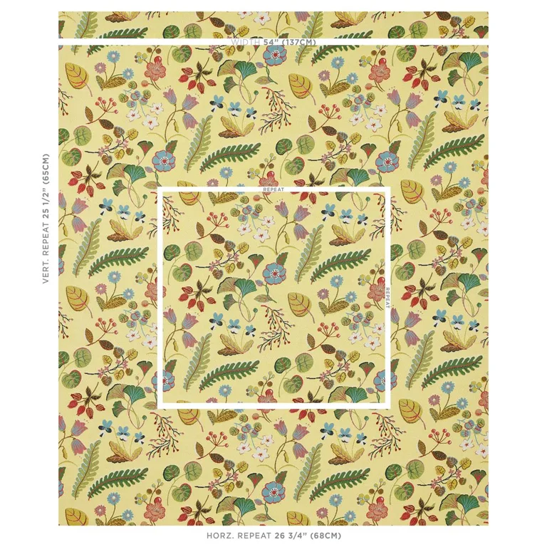 Schumacher 75943 Botanica Indoor/Outdoor Yellow fabric swatch