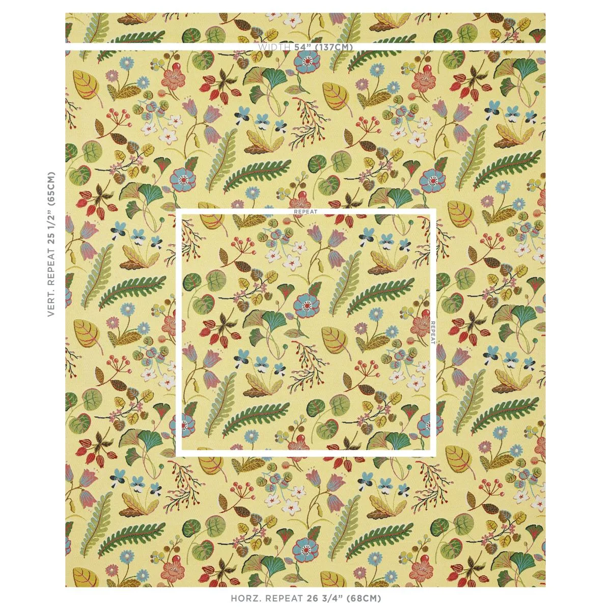 Schumacher 75943 Botanica Indoor/Outdoor Yellow fabric swatch