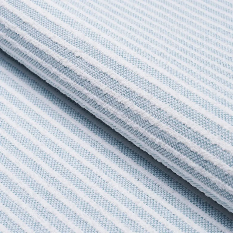 Schumacher 84260 Bouclé Stripe Indoor/Outdoor Chambray fabric swatch