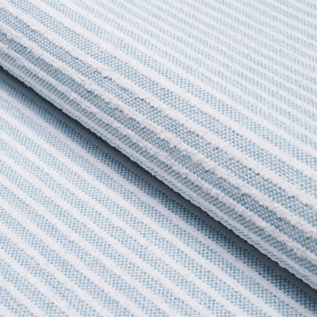 Schumacher 84260 Bouclé Stripe Indoor/Outdoor Chambray fabric swatch