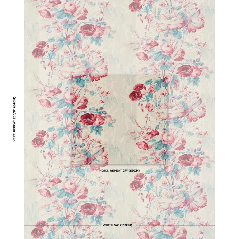 Schumacher 175792 Boughton House Rouge fabric swatch