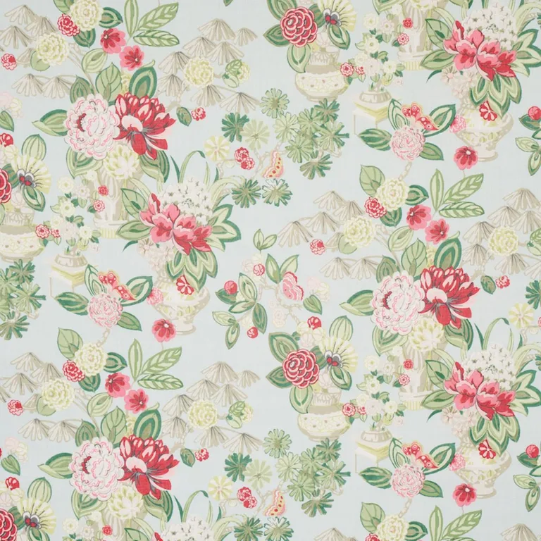Schumacher 177292 Bouquet Chinois Sky fabric swatch