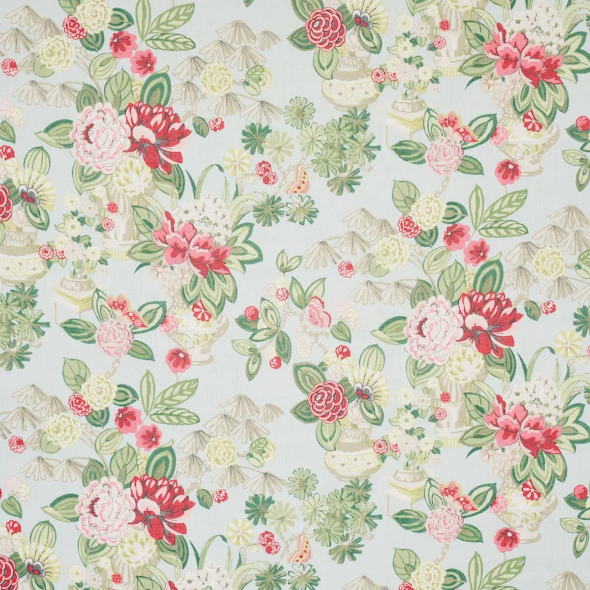 Schumacher 177292 Bouquet Chinois Sky fabric swatch