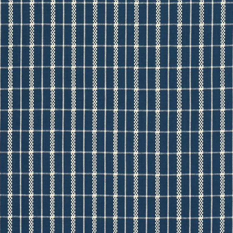 Schumacher 84681 Boyd Check Indigo fabric swatch