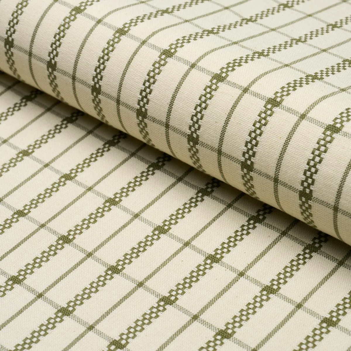 Schumacher 84682 Boyd Check Moss fabric swatch