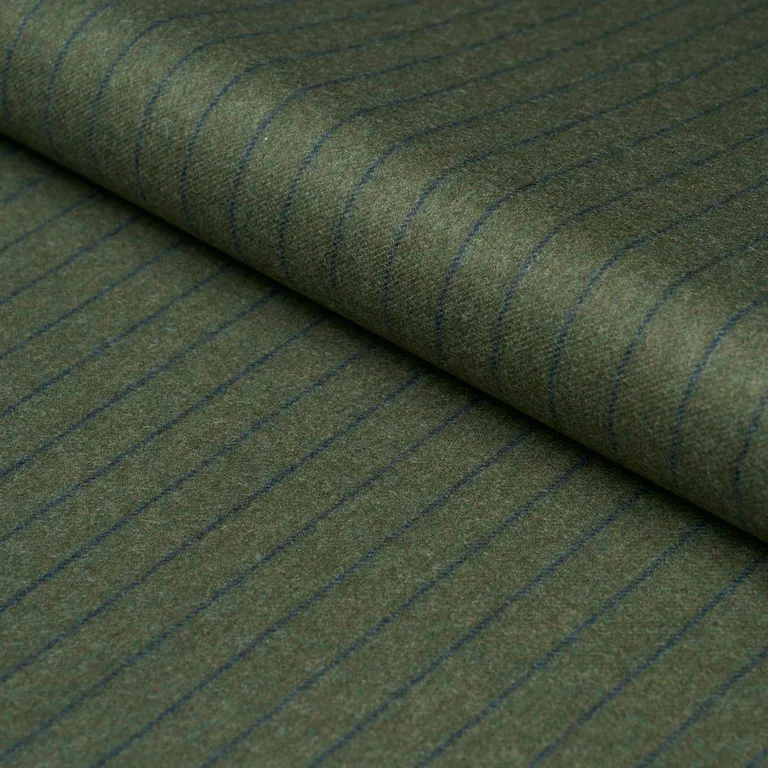 Schumacher 85281 Boyd Wool Pinstripe Green fabric swatch