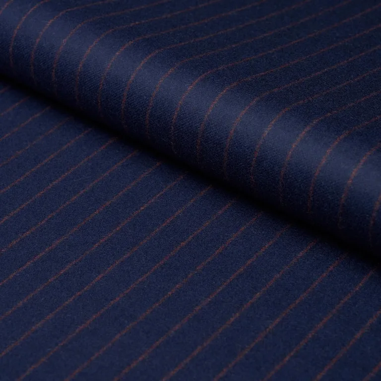 Schumacher 85280 Boyd Wool Pinstripe Navy fabric swatch