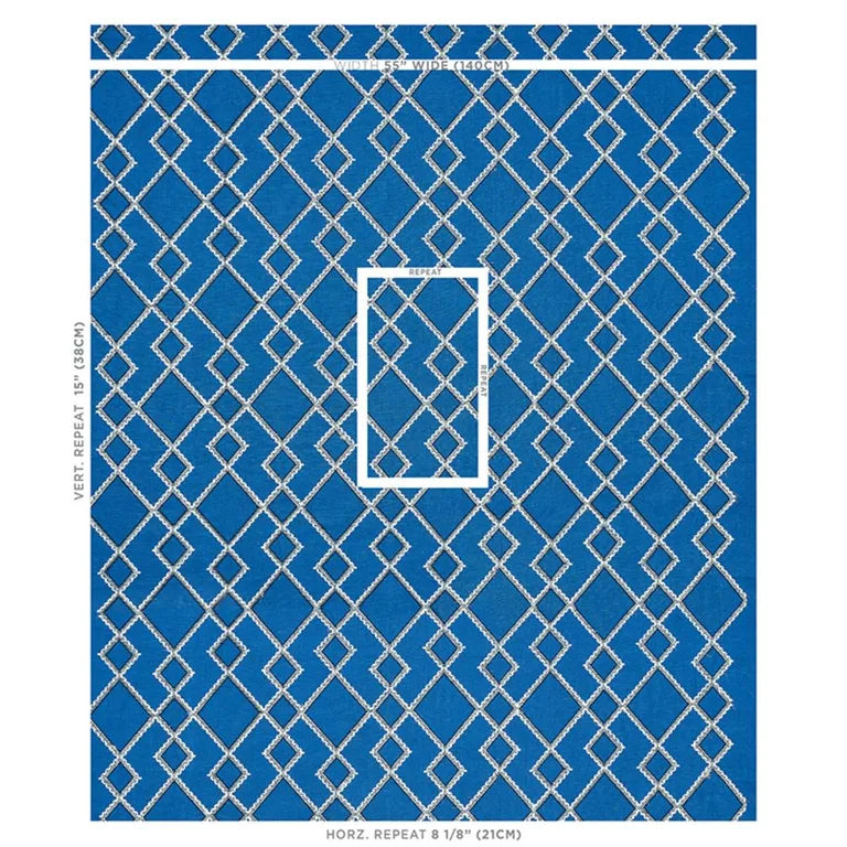 Schumacher 75891 Branson Embroidery Blue fabric swatch