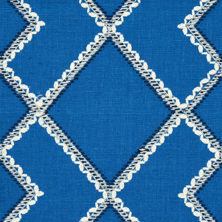 Schumacher 75891 Branson Embroidery Blue fabric swatch