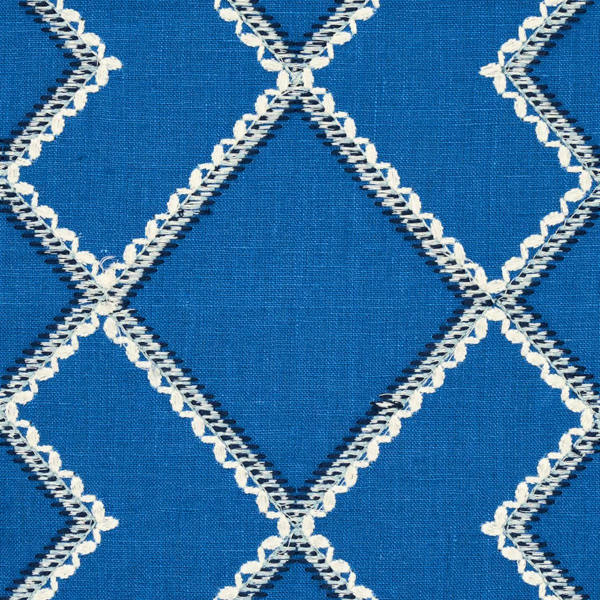 Schumacher 75891 Branson Embroidery Blue fabric swatch