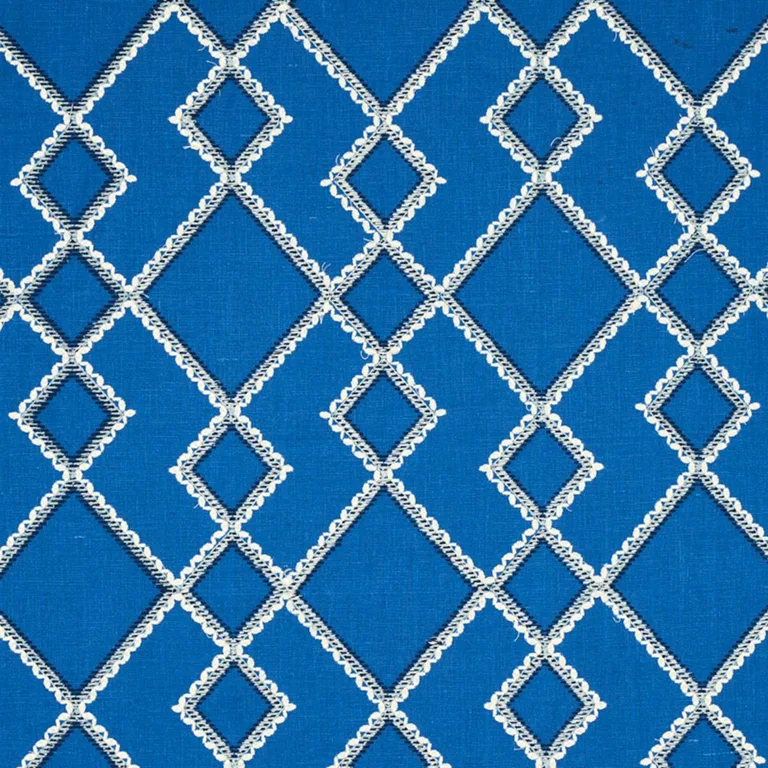 Schumacher 75891 Branson Embroidery Blue fabric swatch