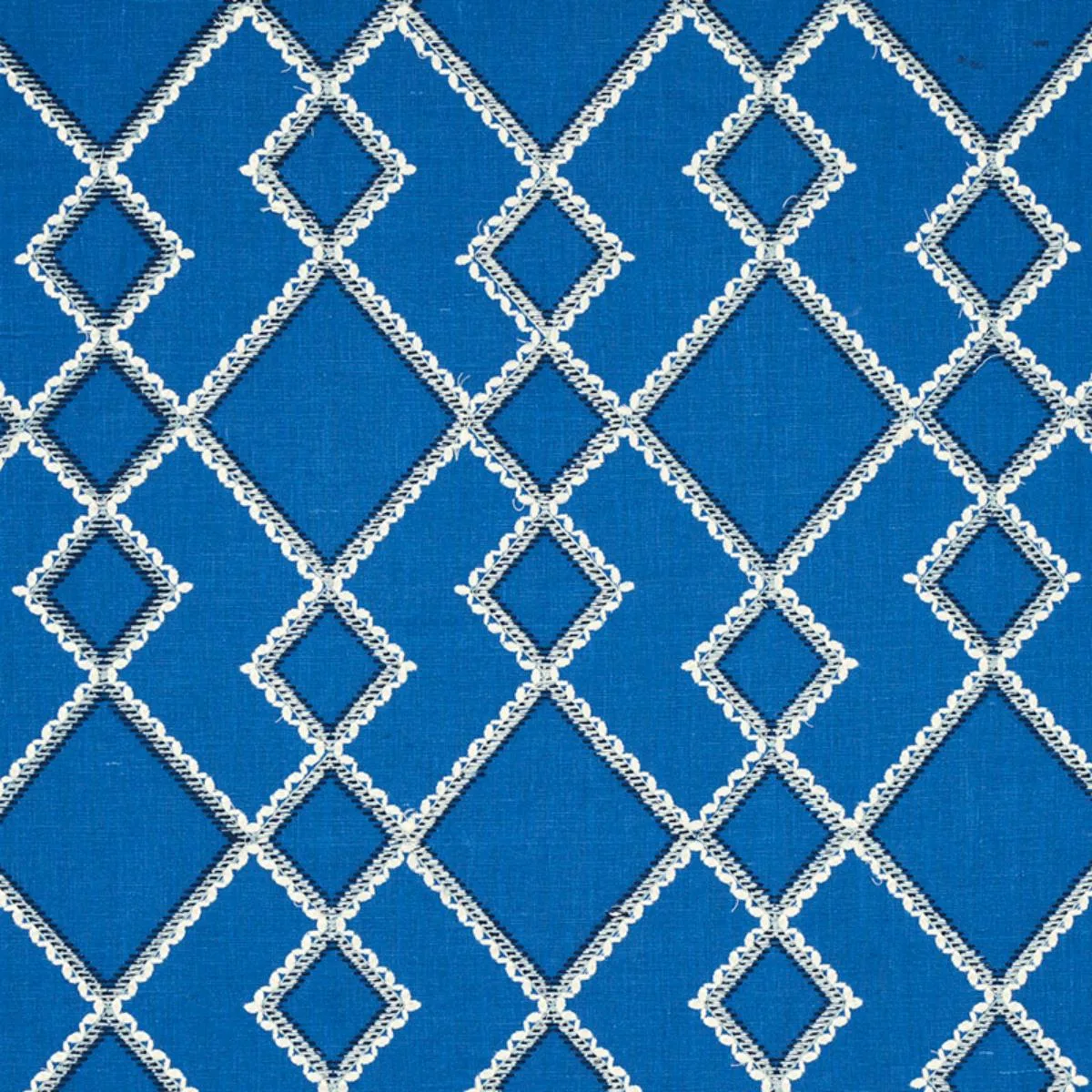 Schumacher 75891 Branson Embroidery Blue fabric swatch