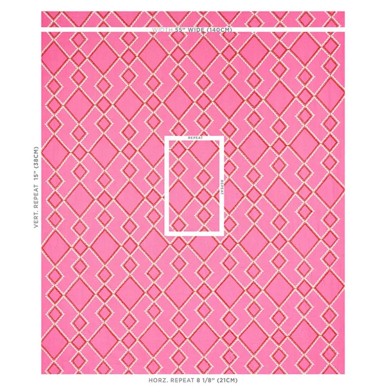 Schumacher 75890 Branson Embroidery Pink fabric swatch