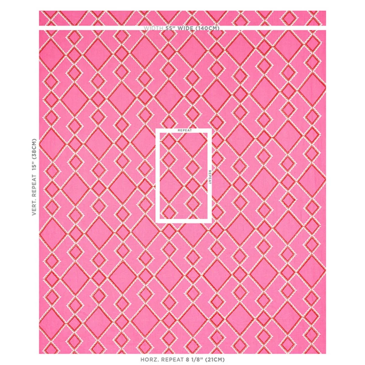 Schumacher 75890 Branson Embroidery Pink fabric swatch