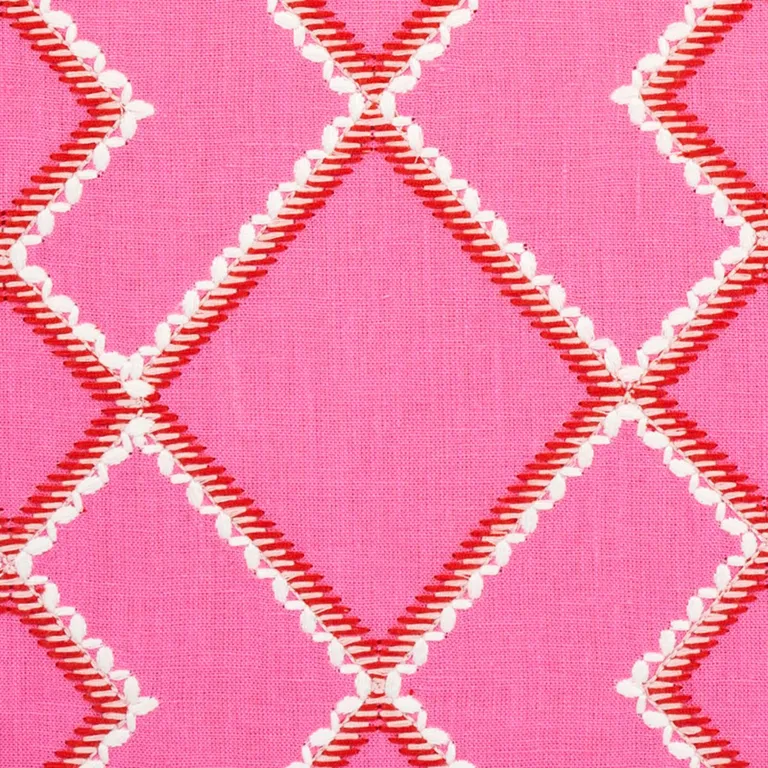Schumacher 75890 Branson Embroidery Pink fabric swatch