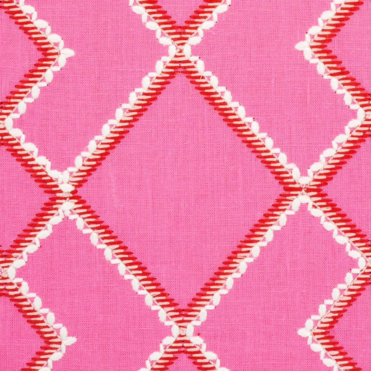 Schumacher 75890 Branson Embroidery Pink fabric swatch