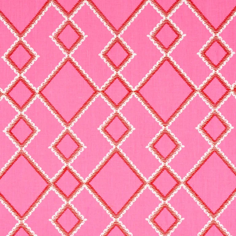 Schumacher 75890 Branson Embroidery Pink fabric swatch