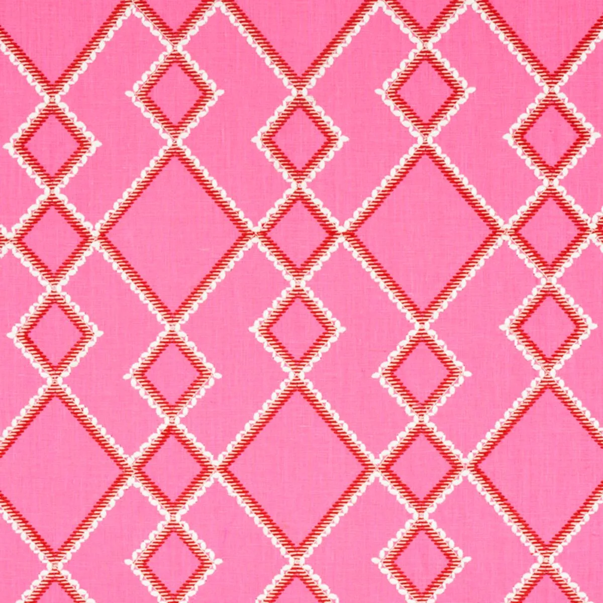 Schumacher 75890 Branson Embroidery Pink fabric swatch
