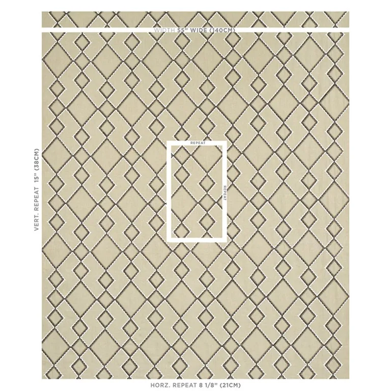 Schumacher 75892 Branson Embroidery Taupe fabric swatch