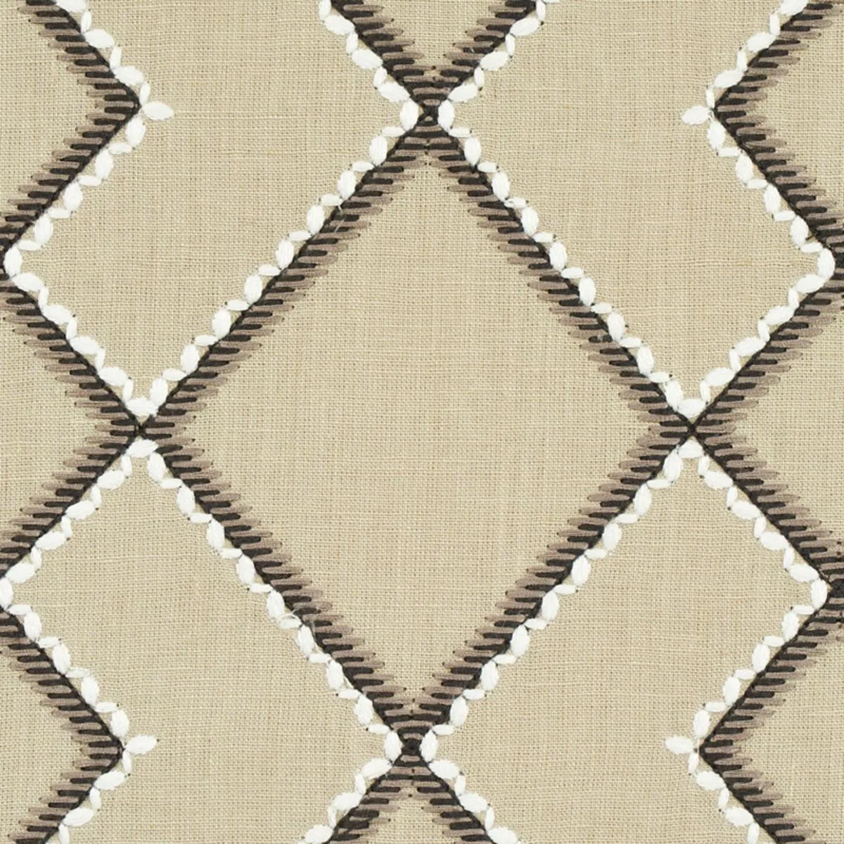 Schumacher 75892 Branson Embroidery Taupe fabric swatch