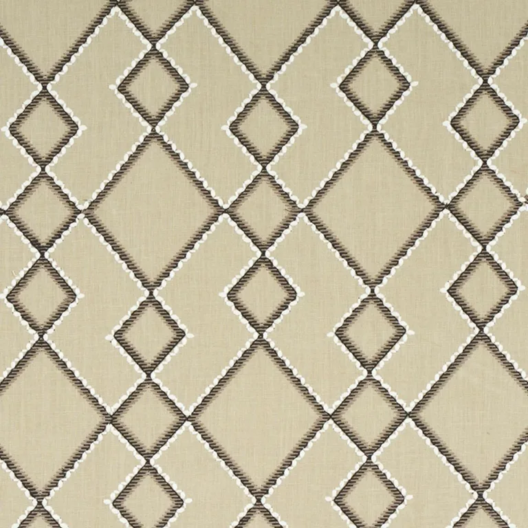 Schumacher 75892 Branson Embroidery Taupe fabric swatch