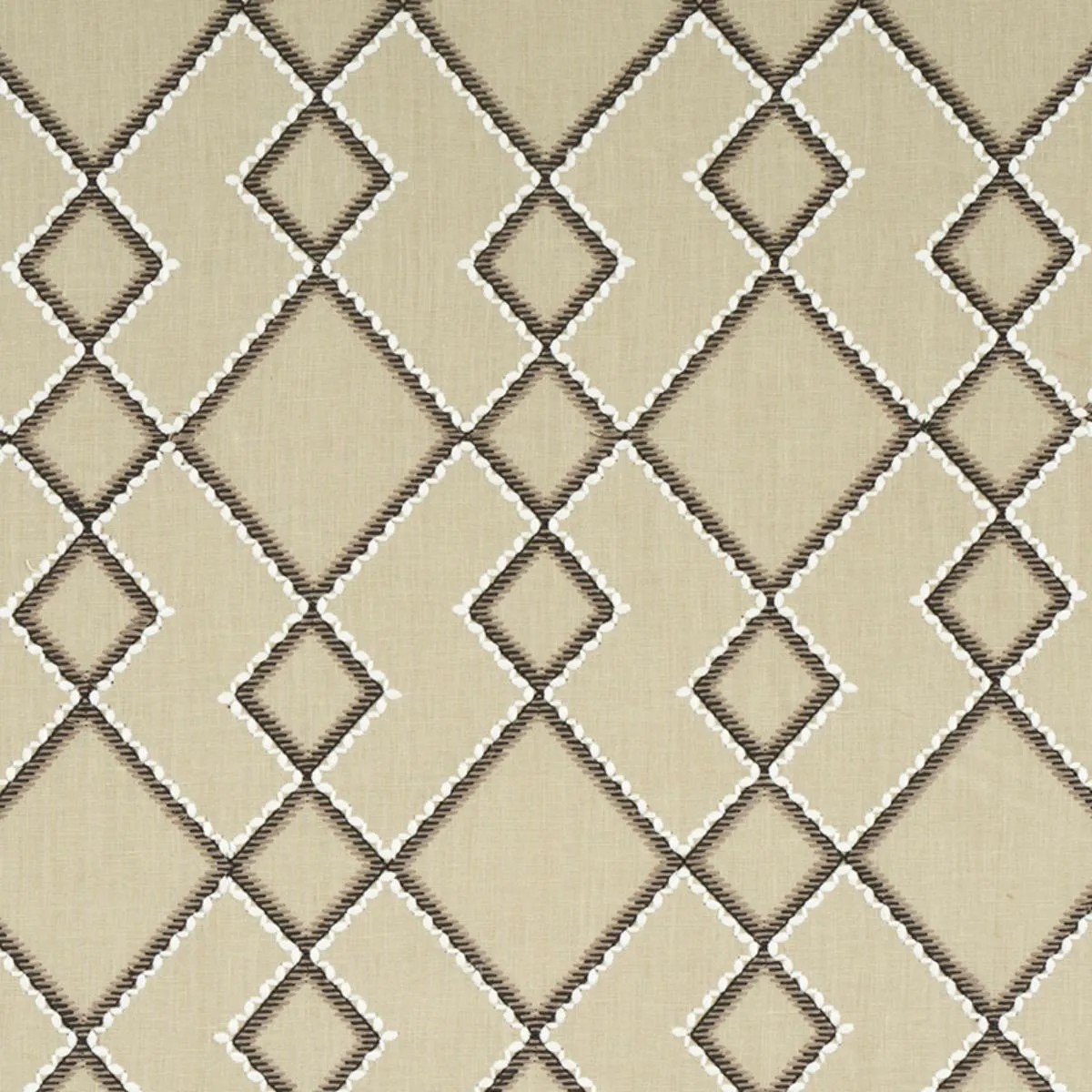 Schumacher 75892 Branson Embroidery Taupe fabric swatch