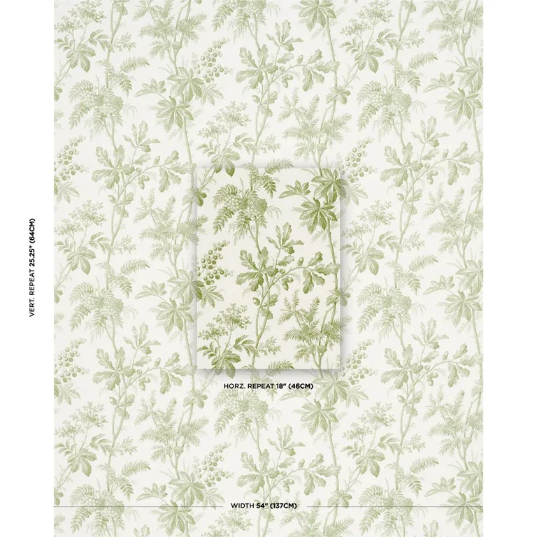 Schumacher 174114 Brantwood Vine Leaf fabric swatch