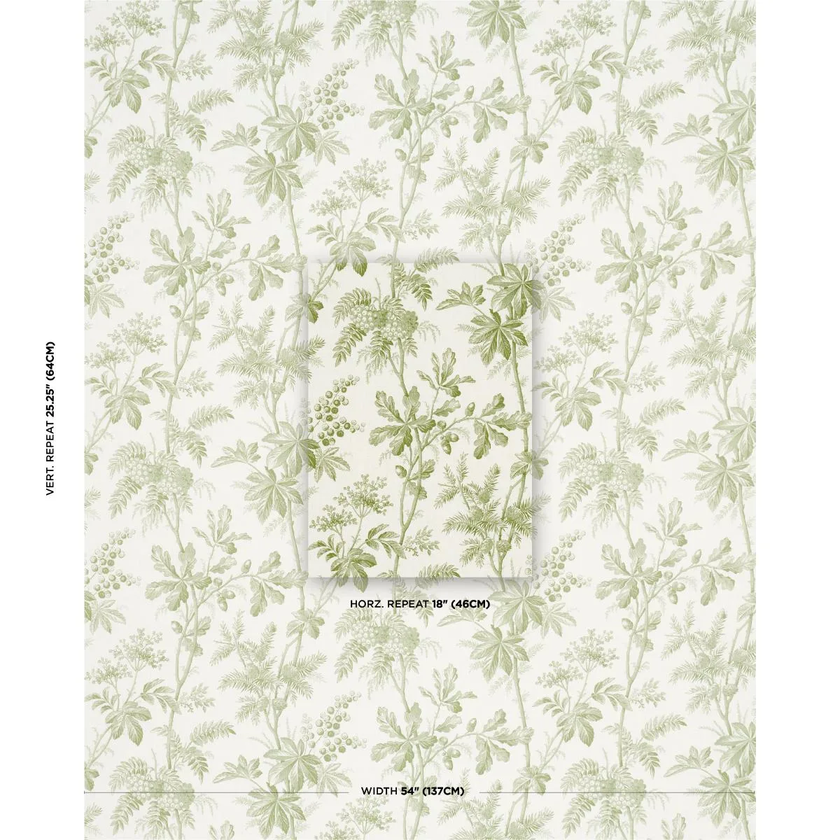 Schumacher 174114 Brantwood Vine Leaf fabric swatch