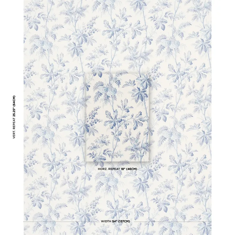 Schumacher 174113 Brantwood Vine Porcelain fabric swatch