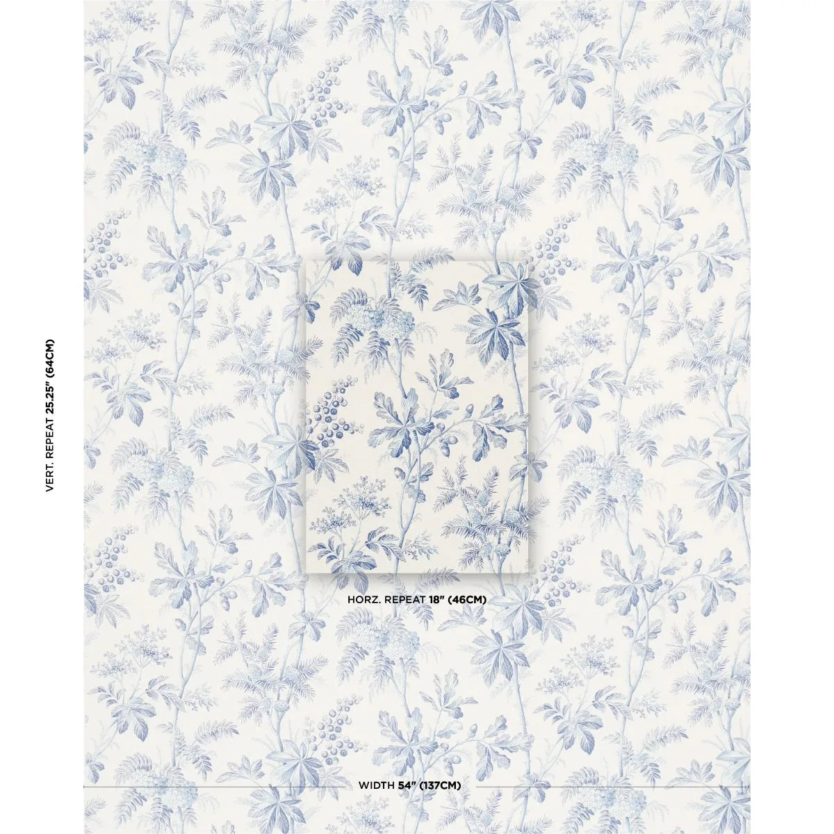 Schumacher 174113 Brantwood Vine Porcelain fabric swatch