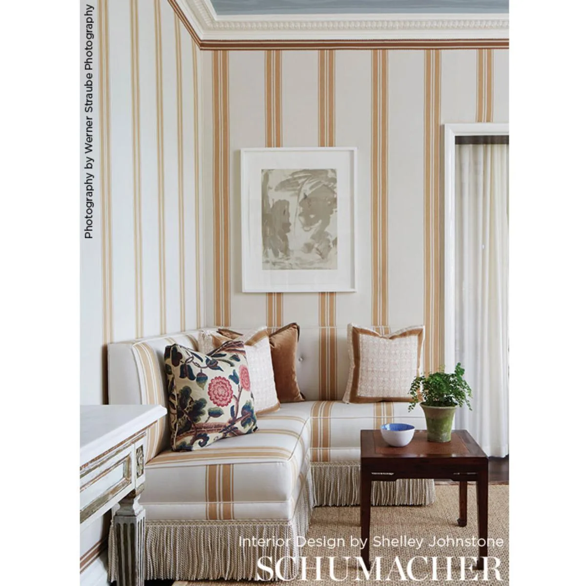 Schumacher 70871 Brentwood Stripe China Blue fabric swatch