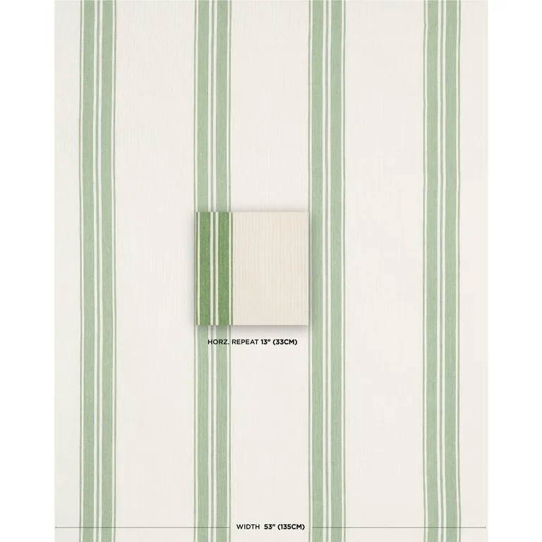 Schumacher 70873 Brentwood Stripe Leaf Green fabric swatch