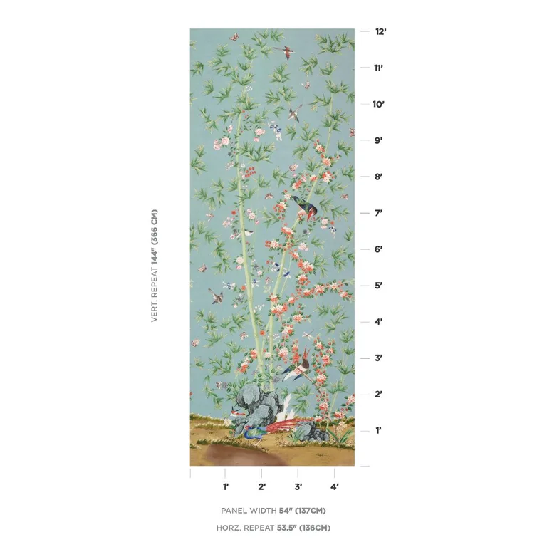 Schumacher 176020 Brighton Pavilion Panel Multi fabric swatch