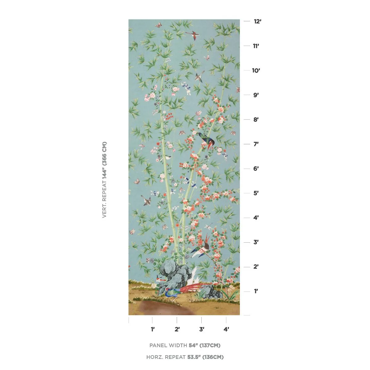 Schumacher 176020 Brighton Pavilion Panel Multi fabric swatch