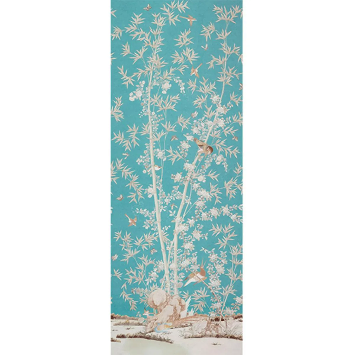 Schumacher 176021 Brighton Pavilion Panel Peacock fabric swatch