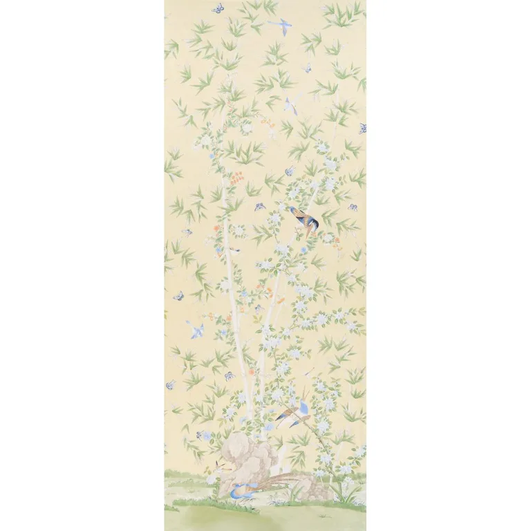 Schumacher 176024 Brighton Pavilion Panel Yellow fabric swatch
