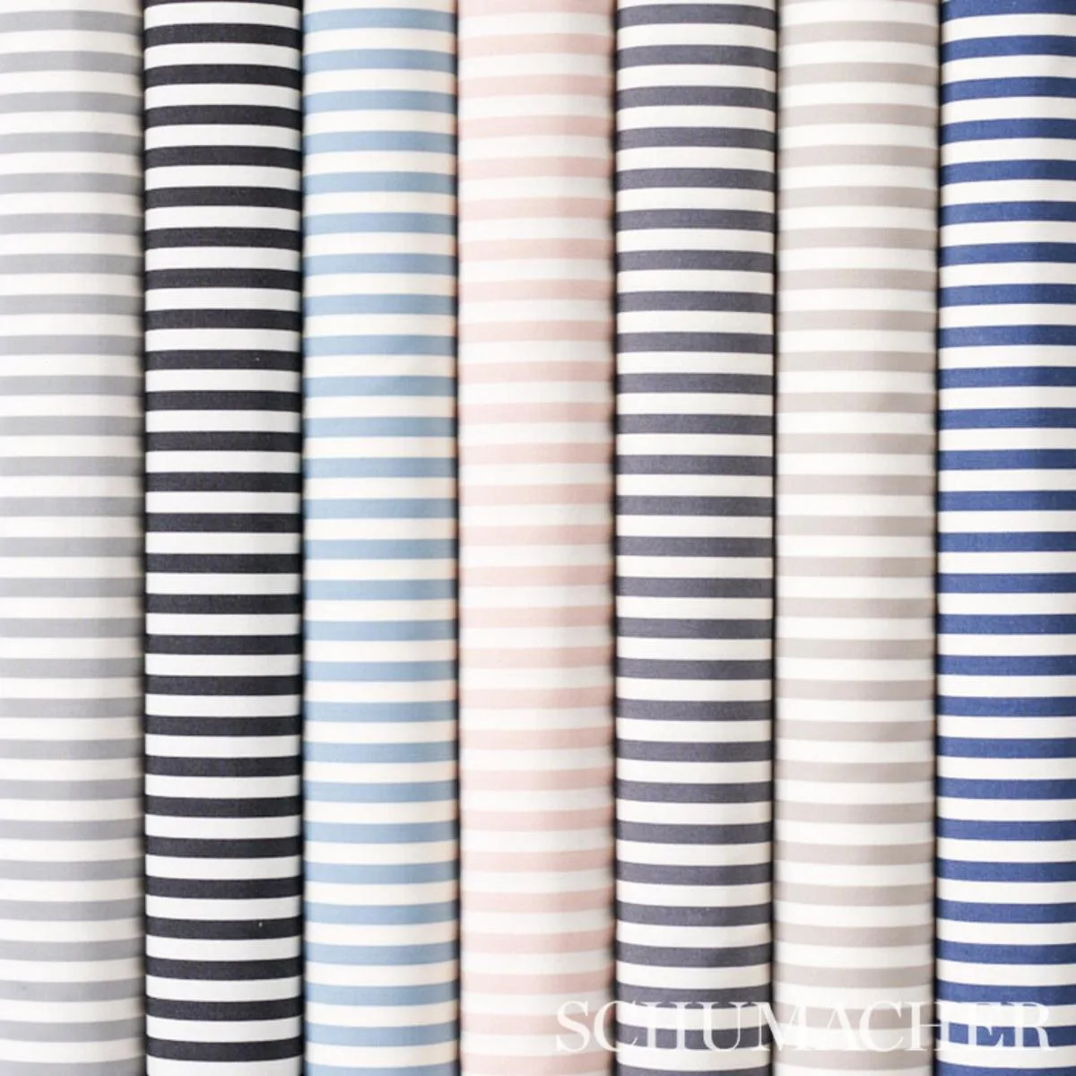 Schumacher 71343 Brigitte Stripe Taupe fabric swatch
