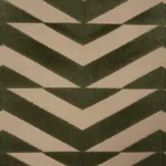 Schumacher 81812 Broken Chevron Cut Velvet Olive On Khaki fabric swatch