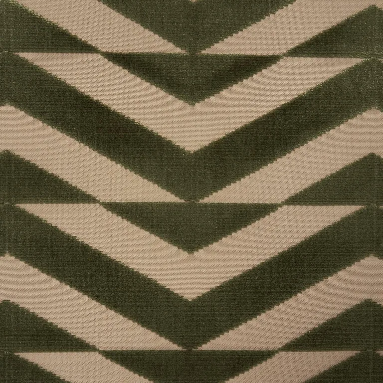 Schumacher 81812 Broken Chevron Cut Velvet Olive On Khaki fabric swatch