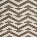 Schumacher 81810 Broken Chevron Cut Velvet Taupe On Ivory fabric swatch
