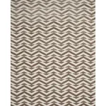 Schumacher 81810 Broken Chevron Cut Velvet Taupe On Ivory fabric swatch