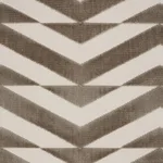 Schumacher 81810 Broken Chevron Cut Velvet Taupe On Ivory fabric swatch